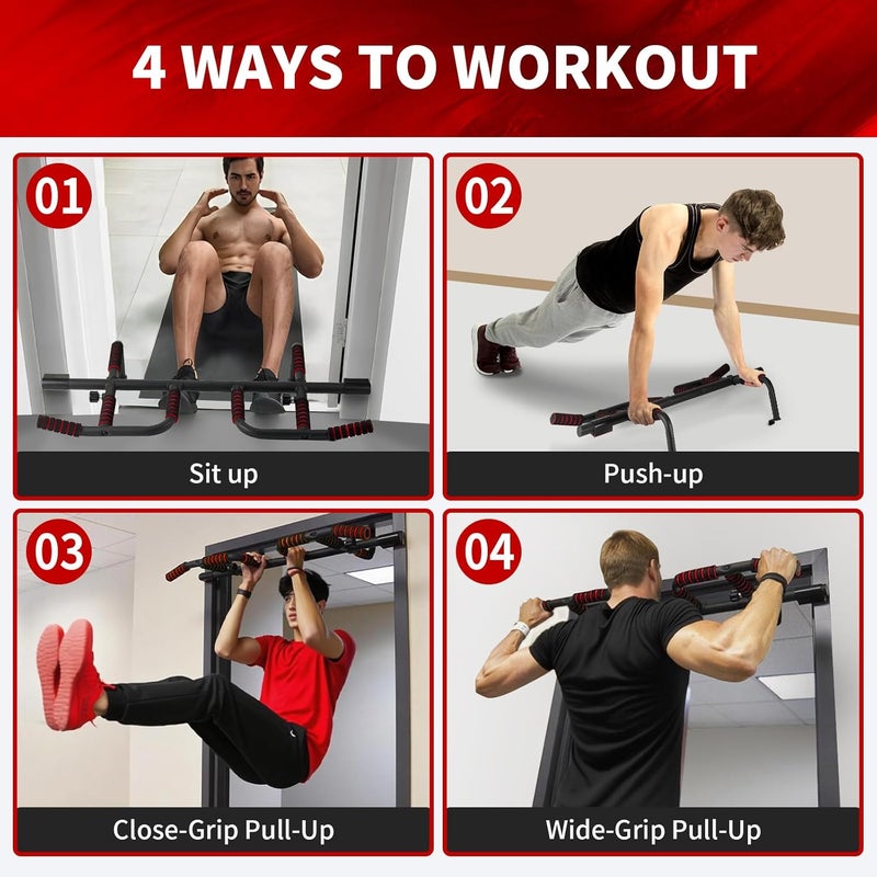 IRON AGE بار سحب للباب: بار سحب جديد 2025 - فولاذ صناعي، تدريب معلق وسهل، مجموعة أفقية متعددة القبضات - Image 3